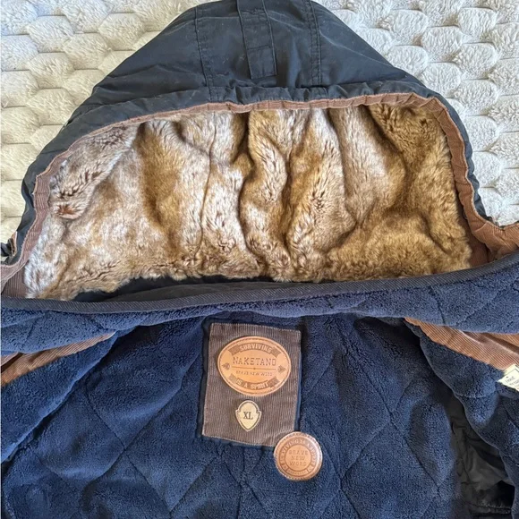 Naketano women's winter parka jacket featuring a faux fur line hood - Picture 3 of 15